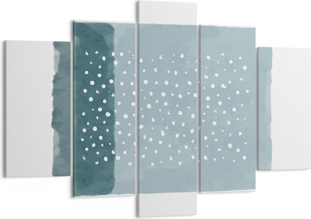 Bild auf Leinwand - Leinwandbild - 5 Teile - Aquarell Modern Blau - 150x100cm - Wand Bild - Wanddeko - Wandbilder - Leinwanddruck - Bilder - Wandde...