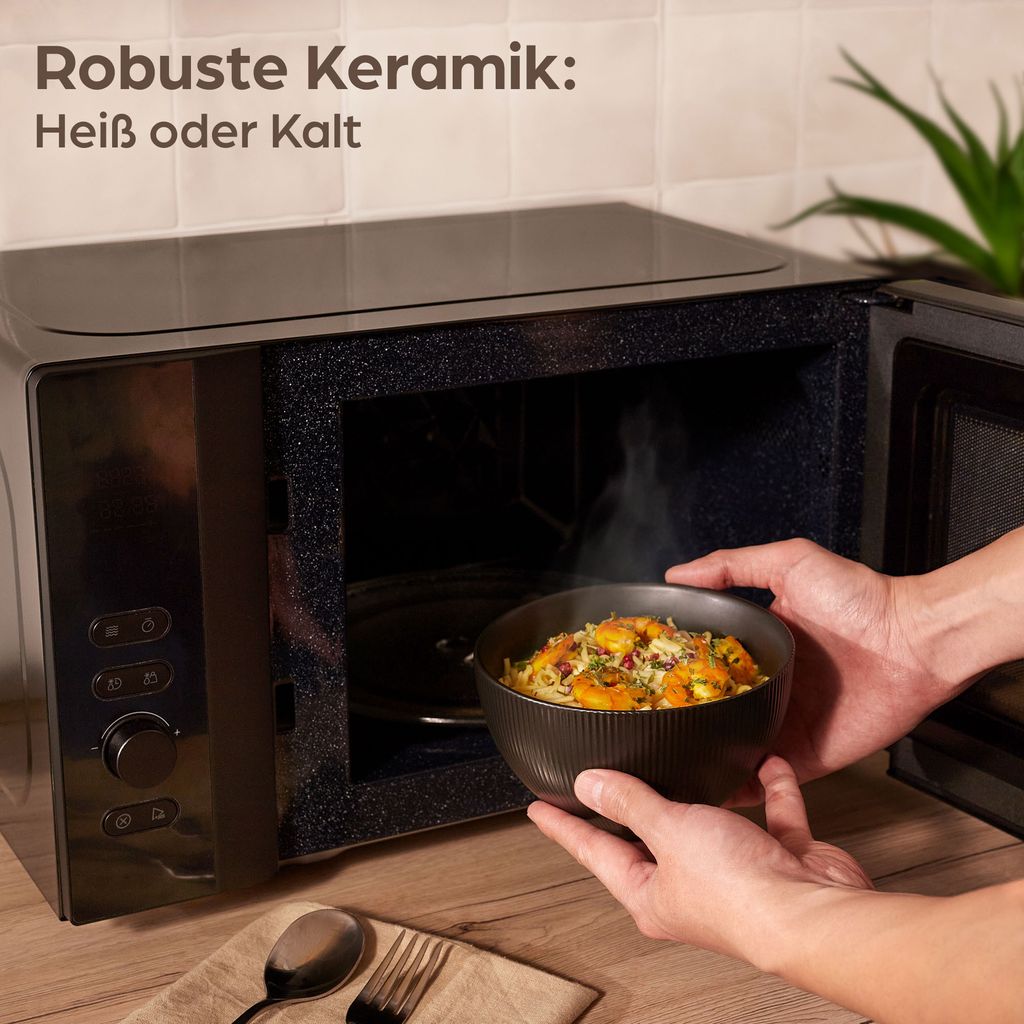 Praknu Müslischalen 6er Set - Keramik Schwarz Matt - Große Produktbild 3