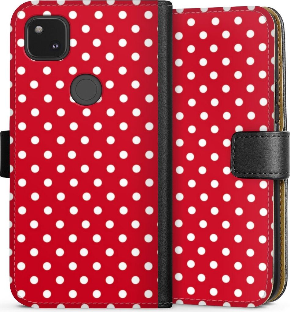 DeinDesign Klapphülle für Google Pixel 4a Handytasche Lederhülle Tasche Polka Dots Punkte Retro