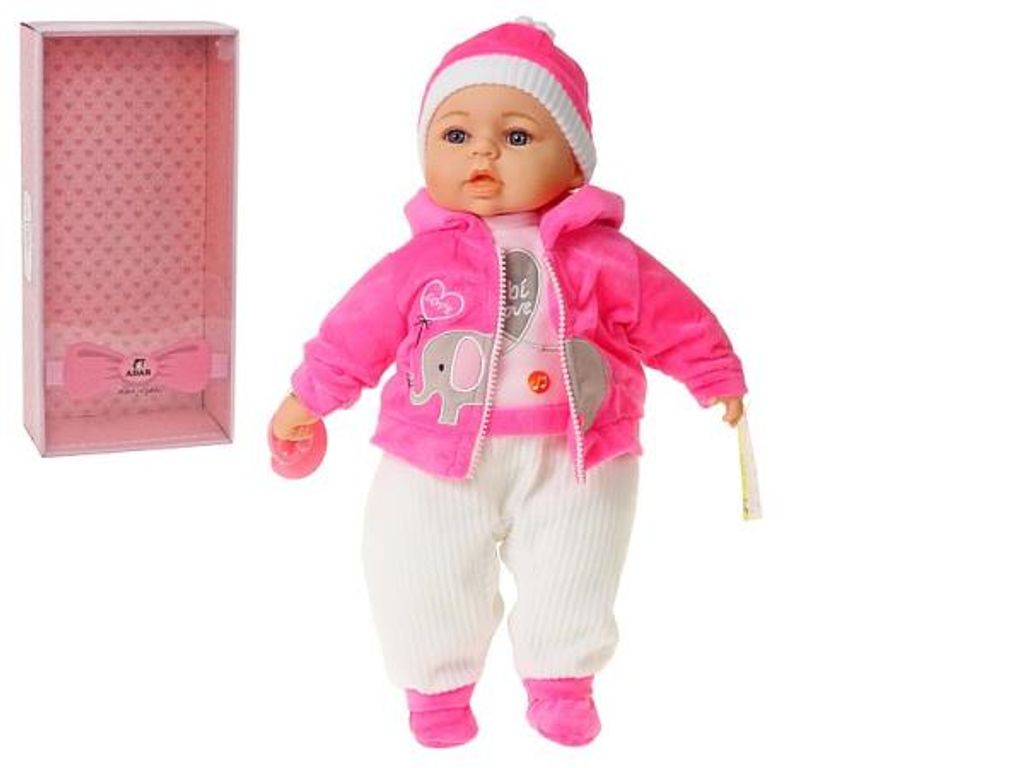 Baby-Puppe 45cm mit Ton in rosa Bluse spricht und singt in polnischer Box Adar