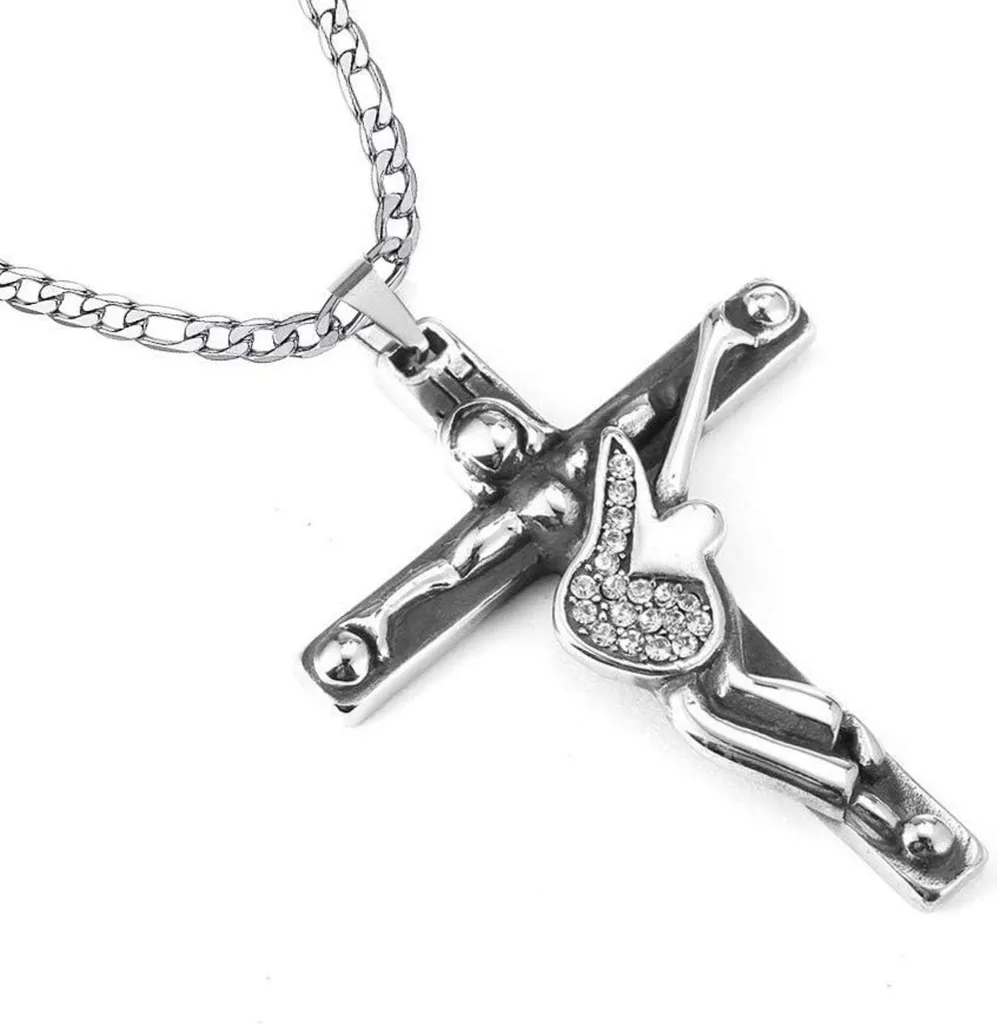 Regalo Originale Fan Johnny Hallyday: Collana Croce AFSTALR Argento