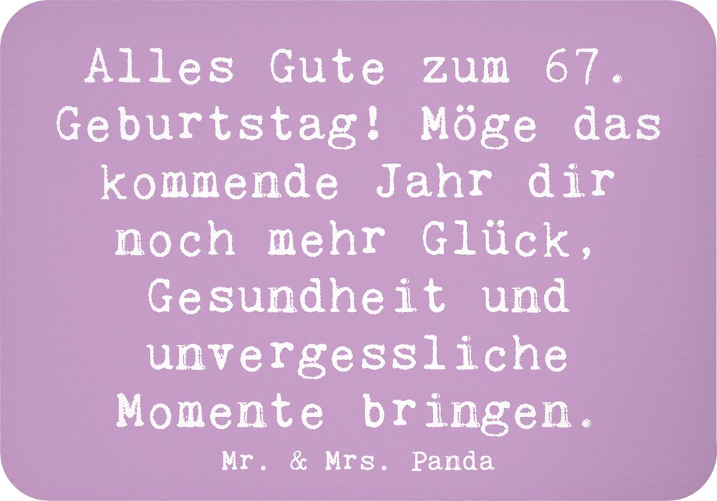 Mr. & Mrs. Panda magnet Spruch 67. Geburtstag - Lavendeltraum - Geschenk, Happy Birthday, unvergessliche Momente, haftmagnet, Lächeln, Holzschild,...