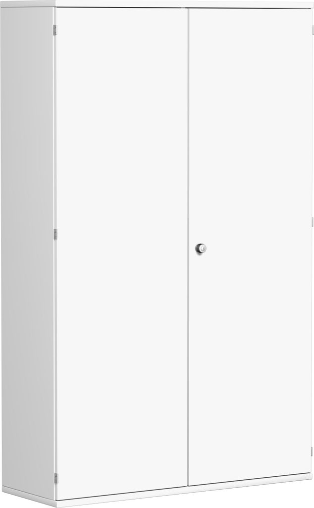 Büro-Flügeltürenschrank, BxTxH 1200x425x1920 mm, 5 OH, 4 Böden, Schloss, weiß