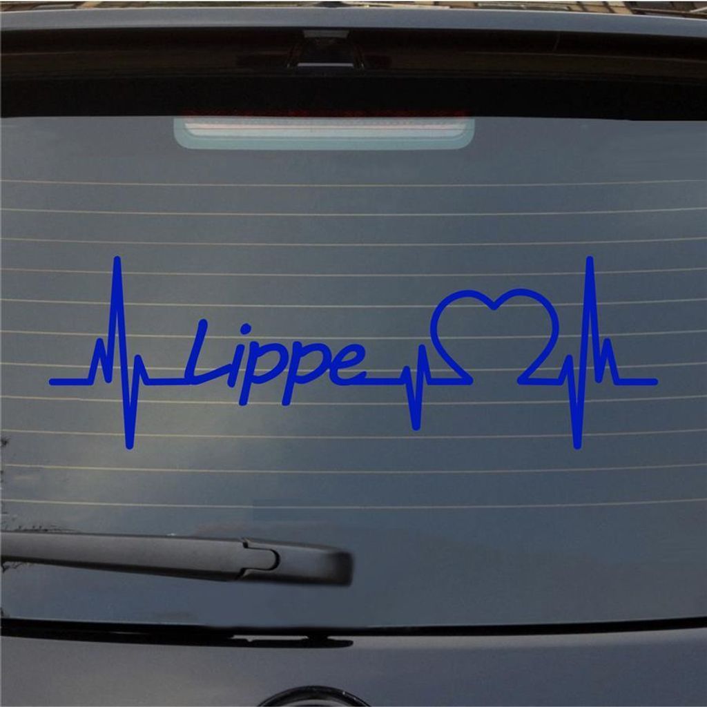 Heckscheibenaufkleber Lippe Herzschlag Puls Fluss Wasser Liebe 55x17 cm Dunkelblau Auto Aufkleber Sticker
