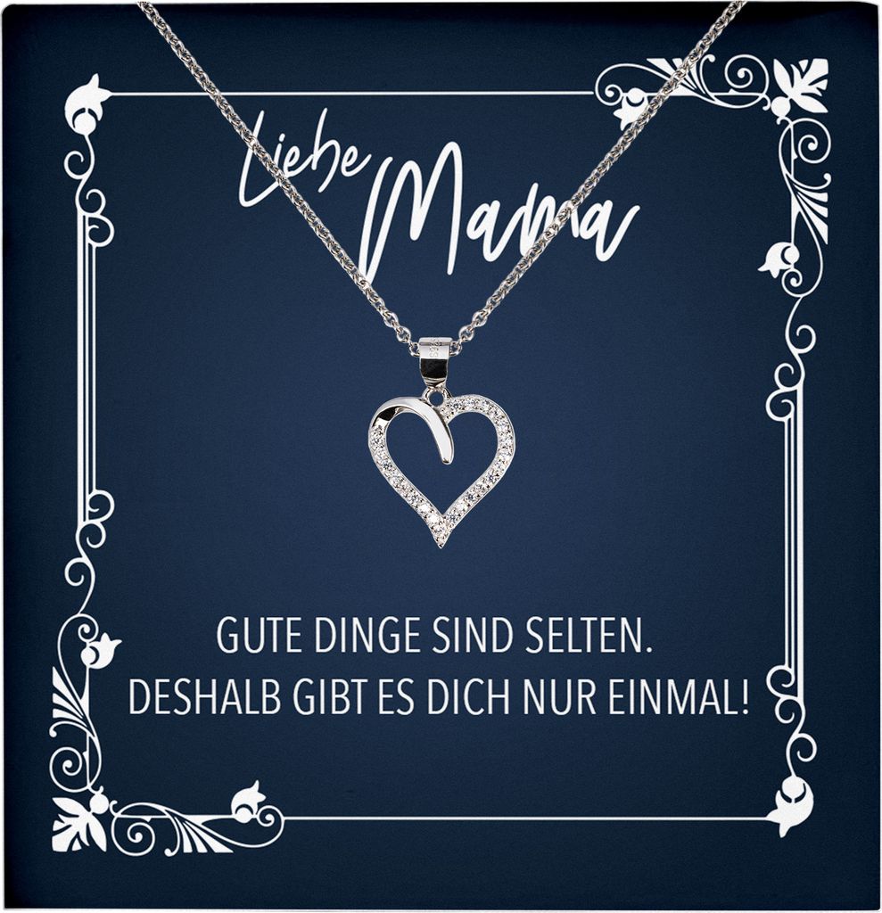 22Feels Echt Silber Halskette - Liebe Mama Geschenk Geburtstag Muttertag Mutter Schmuck Set für Frauen - Herz Anhänger, Karte