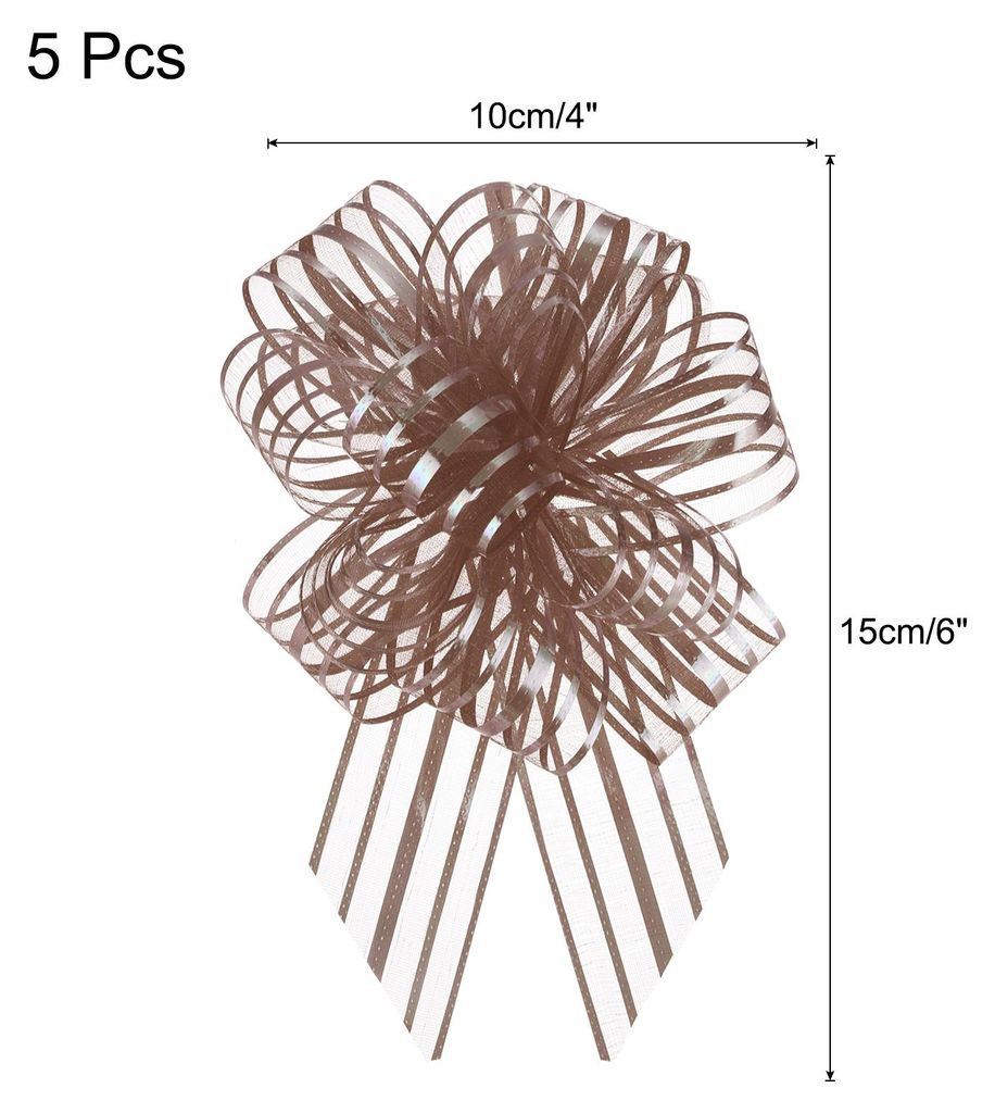 5 Stš¹ck 10 cm Geschenkschleifen Organza Gro?e Ziehschleife Metallische Geschenkverpackungsschleifenband Chiffon-Garn Braun fš¹r Hochzeitskorb ...