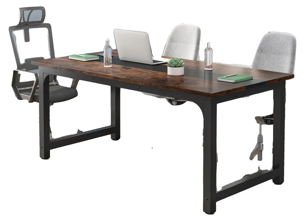 Bureau de travail moderne en bois marron foncé pour ordinateur