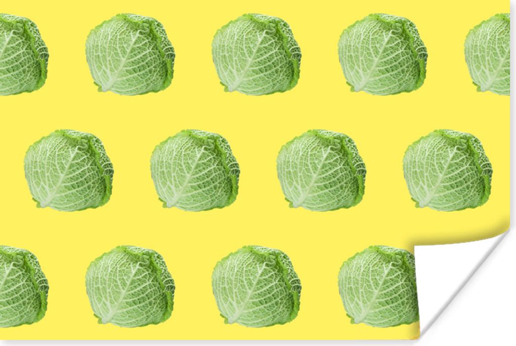 MuchoWow Poster Gemüse - Kopfsalat - Muster - Gelb 30x20 cm - Plakate - Print