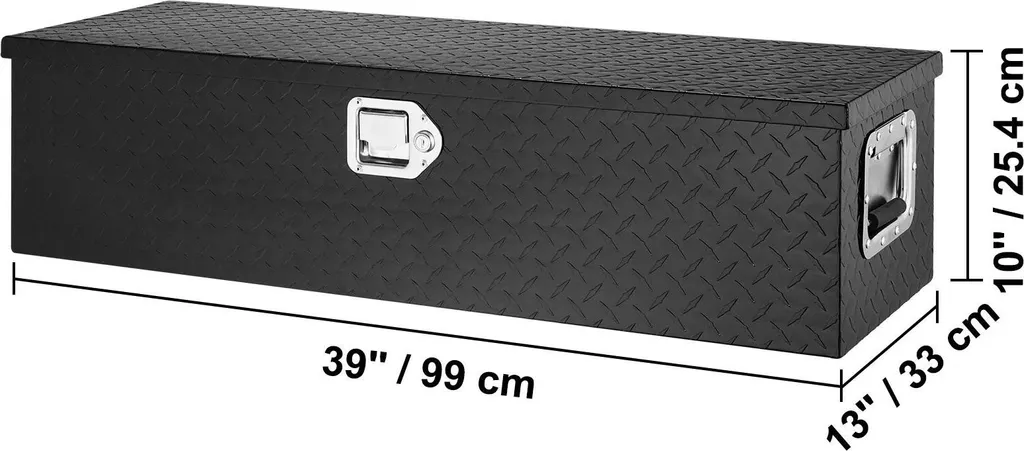 Boîte à outils noire 39x13x10 cm robuste et résistante aux intempéries - 2