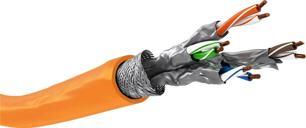 Câble réseau Goobay 75713 CAT 7A S/FTP PiMF Orange 50m AWG 23/1 LSZH