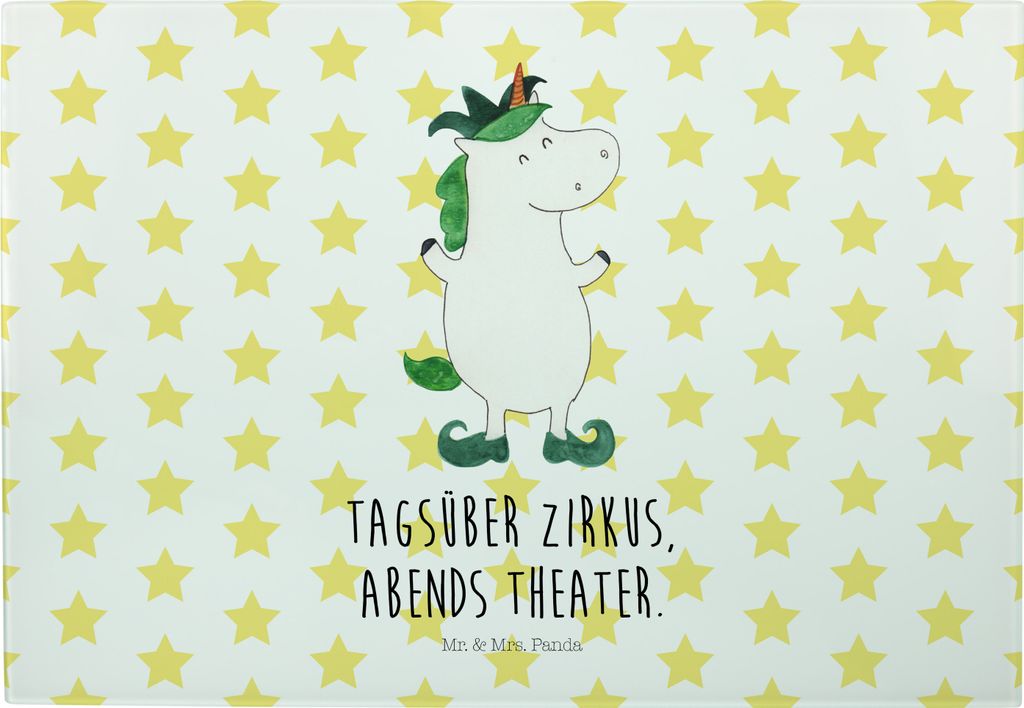 Mr. & Mrs. Panda schneidbrett Einhorn Joker - Weiß - Geschenk, Unicorn, Glas Schneideplatte, Kasper, Einhörner, Schneidebrett, Glas-Schneidebrett...