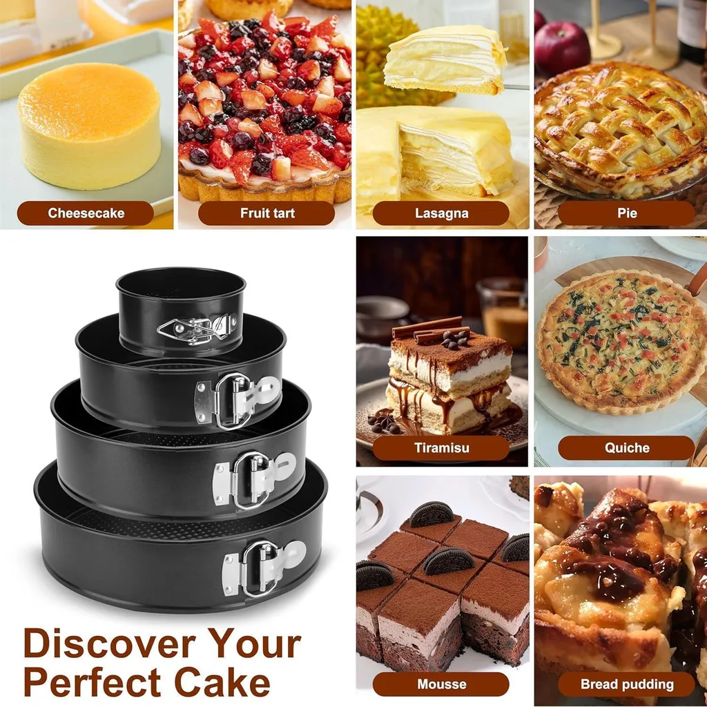 Stampi Torta a Cerniera isheTao Set 4 Pezzi | Ideale per Cheesecake - 5