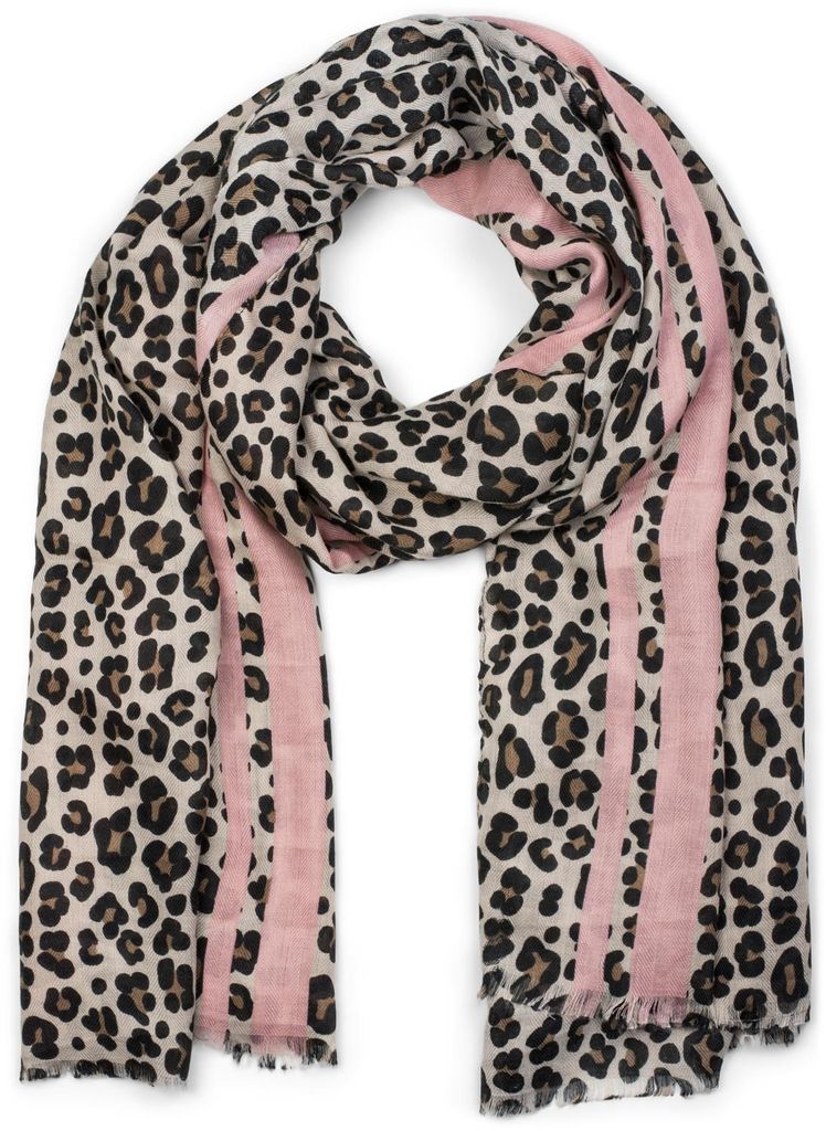 Damen Schal 3-farbig mit Leo Muster Winter Tuch Halstuch Leopard Animal Stola 