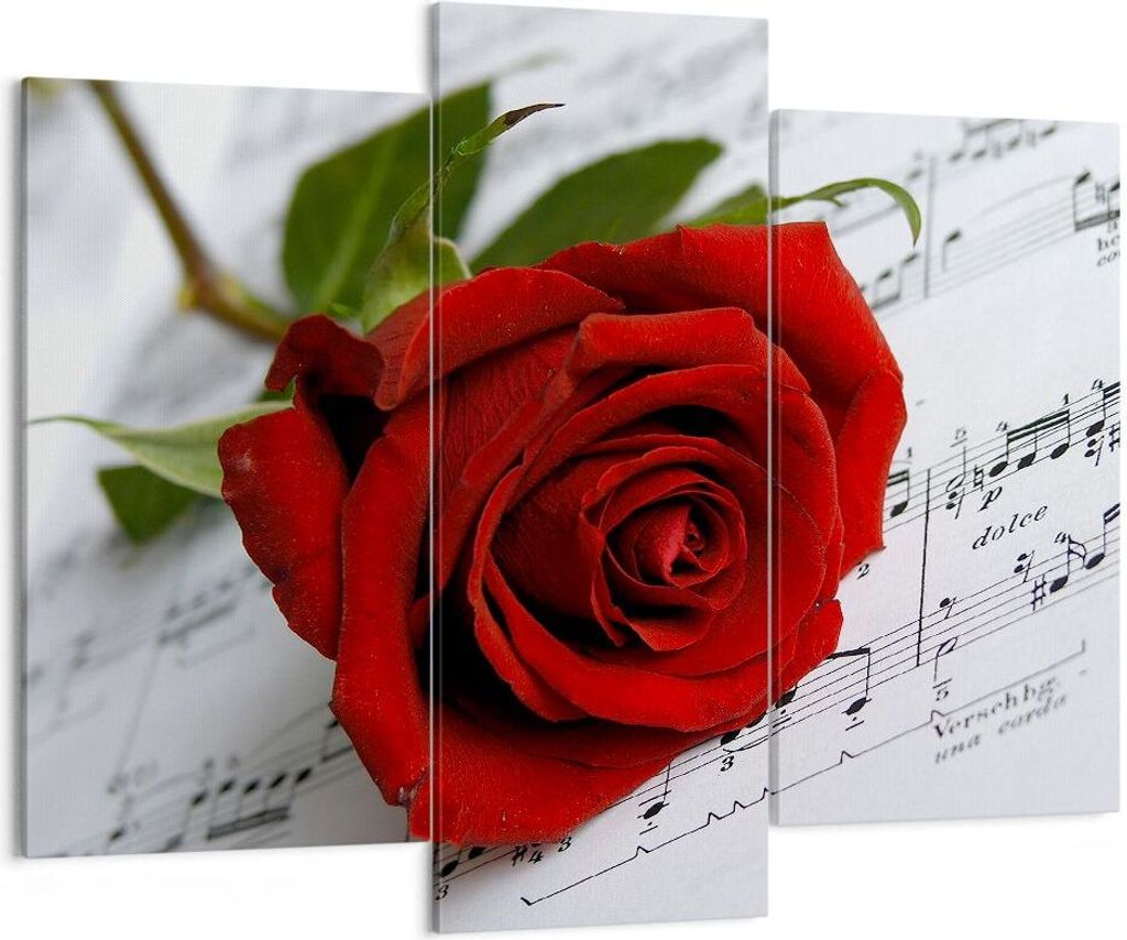 Bild auf Leinwand - Leinwandbild - Musik Rose Dekoration romantisch - 130x100cm - Wand Bild - Wanddeko - Leinwanddruck - Bilder - Kunstdruck - Lein...