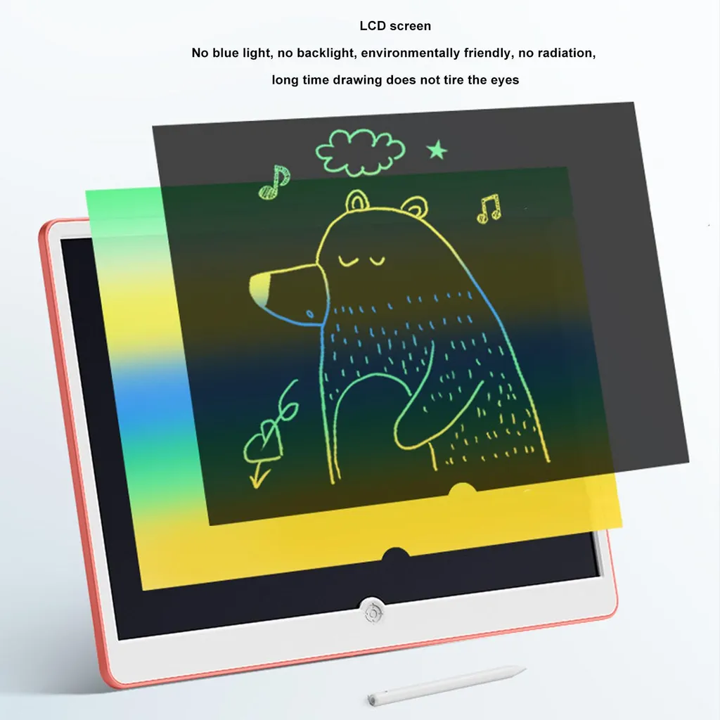 Tablette d'écriture LCD effaçable rose et blanc pour dessin enfant - 2