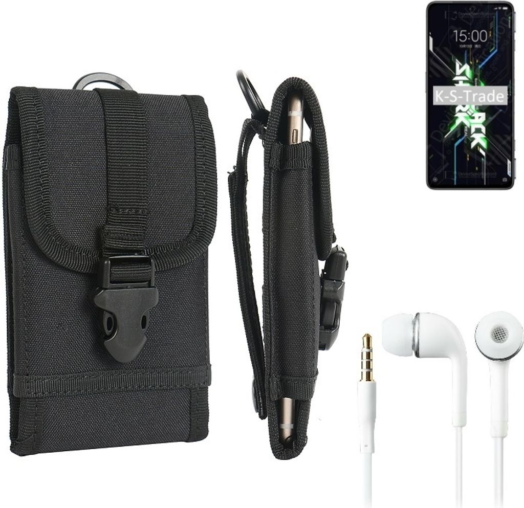K-S-Trade Holster Schutz Hülle kompatibel mit Xiaomi Black Shark 4S Pro Gürteltasche Handy Hülle Tasche outdoor Seitentasche schwarz 1x +