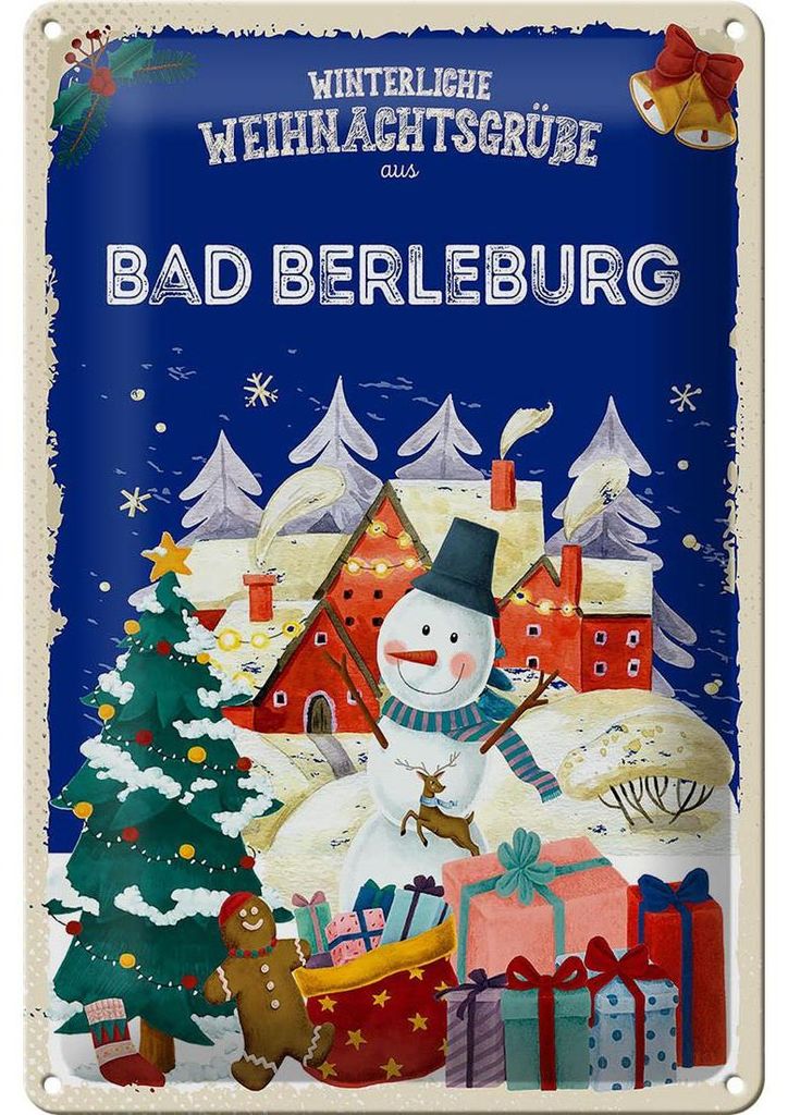Blechschild Weihnachtsgrüße BAD BERLEBURG 20x30cm