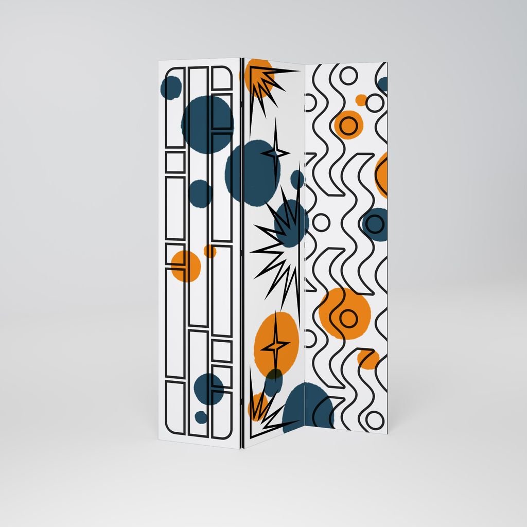 SpaceRebels Paravent Raumteiler - 3-teilig Raumtrenner, Druck 1-Seite - Raumtrenner - Trennwand Wohnung - Room Divider - Spanische Wand Deko Modern...