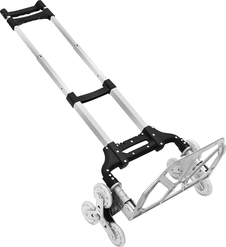 Klappbare Treppensteiger Sackkarre - Transportwagen - Aluminiumlegierung - 6 Dreiecksrollen Für Treppen - Tragkraft 75 kg - Silber
