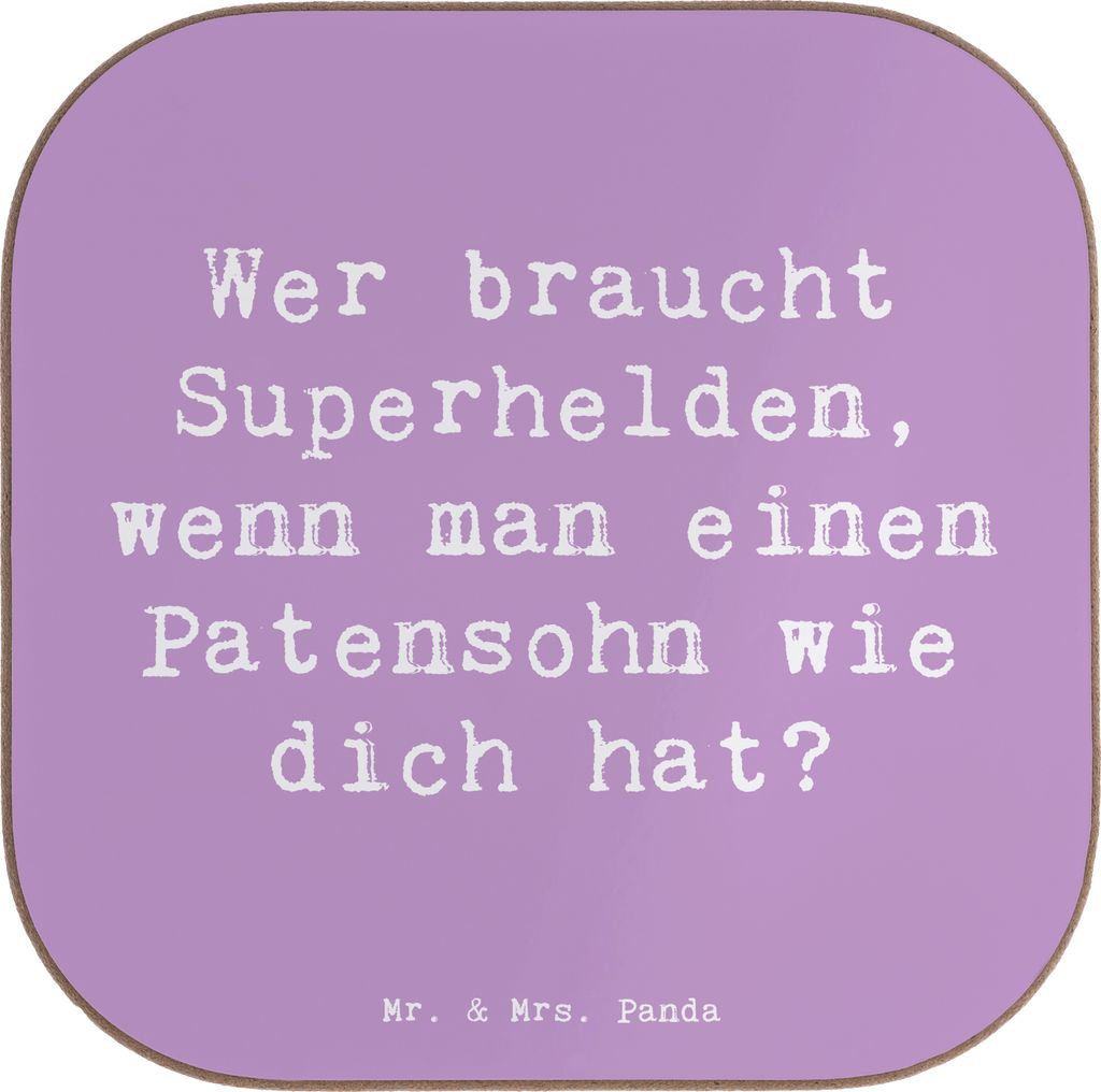 Mr. & Mrs. Panda Holzuntersetzer Spruch Patensohn Held - Lavendeltraum - Geschenk, Patenschaft, herzerwärmende Sprüche, Helden, Wertschätzung, U...