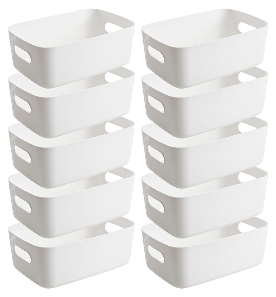 Set mit 10 Aufbewahrungsboxen, 24 x 17 x 10 cm, Sortierboxen aus Kunststoff, Aufbewahrungskörbe, multifunktionale Organizer-Boxen, Aufbewahrungsbo...