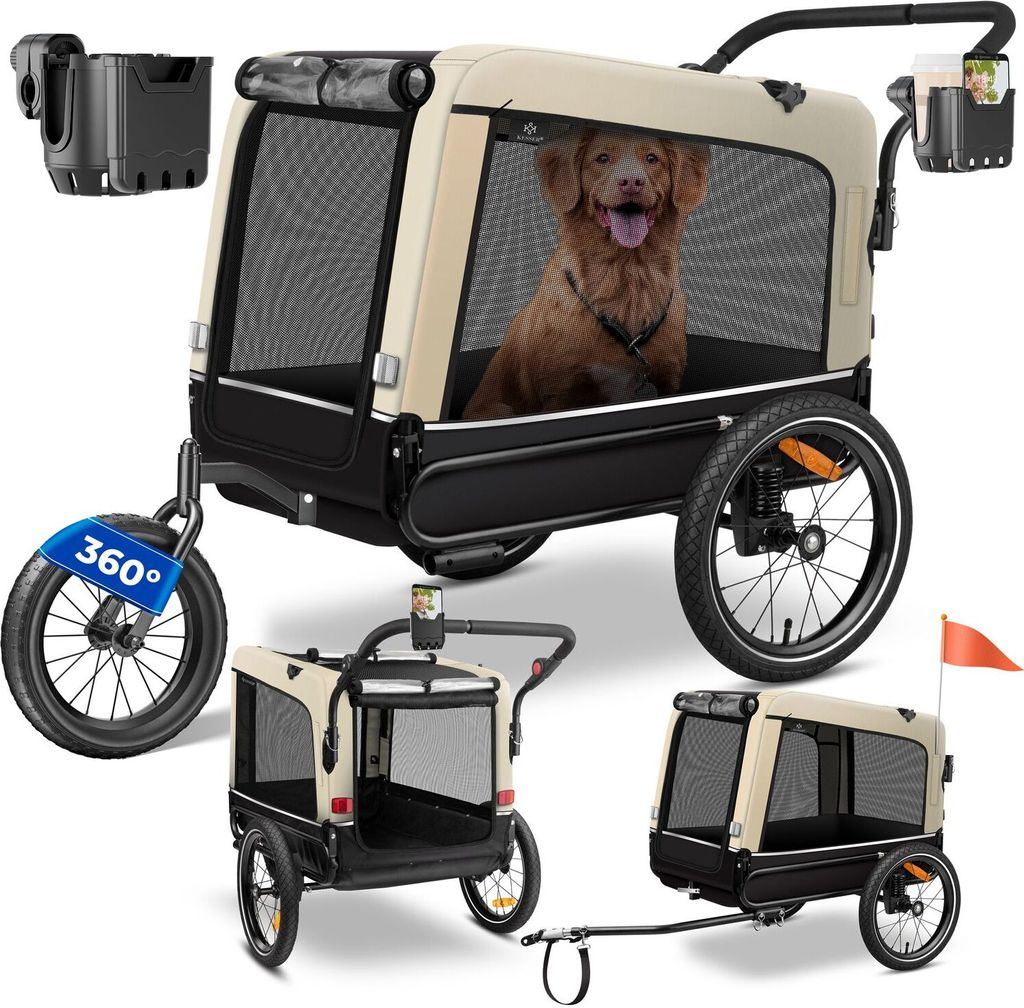 KESSER® Hundeanhänger Boxer 3-in-1 Hundebuggy & Jogger Produktbild 
