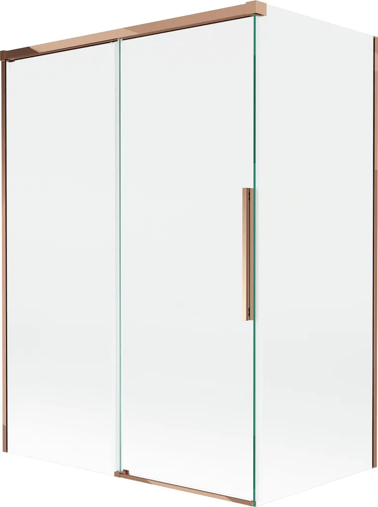 Paroi de douche angle 120x70 gain de place coulissante or rose 150
