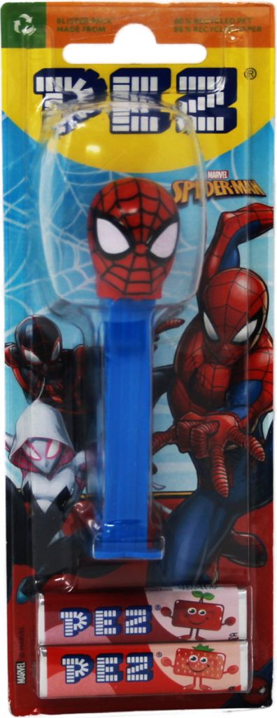 PEZ Figur Spiderman mit blauem Spender und zwei Päckchen Produktbild 1