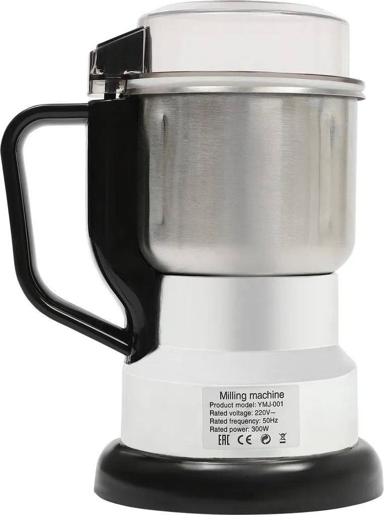 Macinacaffè elettrico - Macina spezie, noci e chicchi - 300 W - 500 ml - 22.000 giri/min - Acciaio inossidabile - Base antiscivolo - Argento