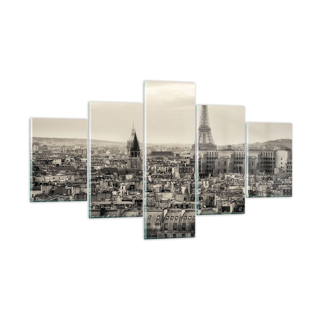 Bilder auf glas - Paris Stadt Zuhause - 125x70cm - Glasbilder - Wandbilder - Kunstdruck - zum Aufhängen bereit - Wanddekoration aus Glas - Glas Bi...