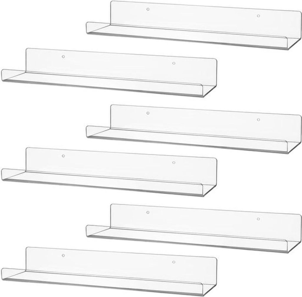 Unyqoos Set mit 6 transparenten Wandregalen aus Acryl für Küche, Bad, Schlafzimmer und Büro