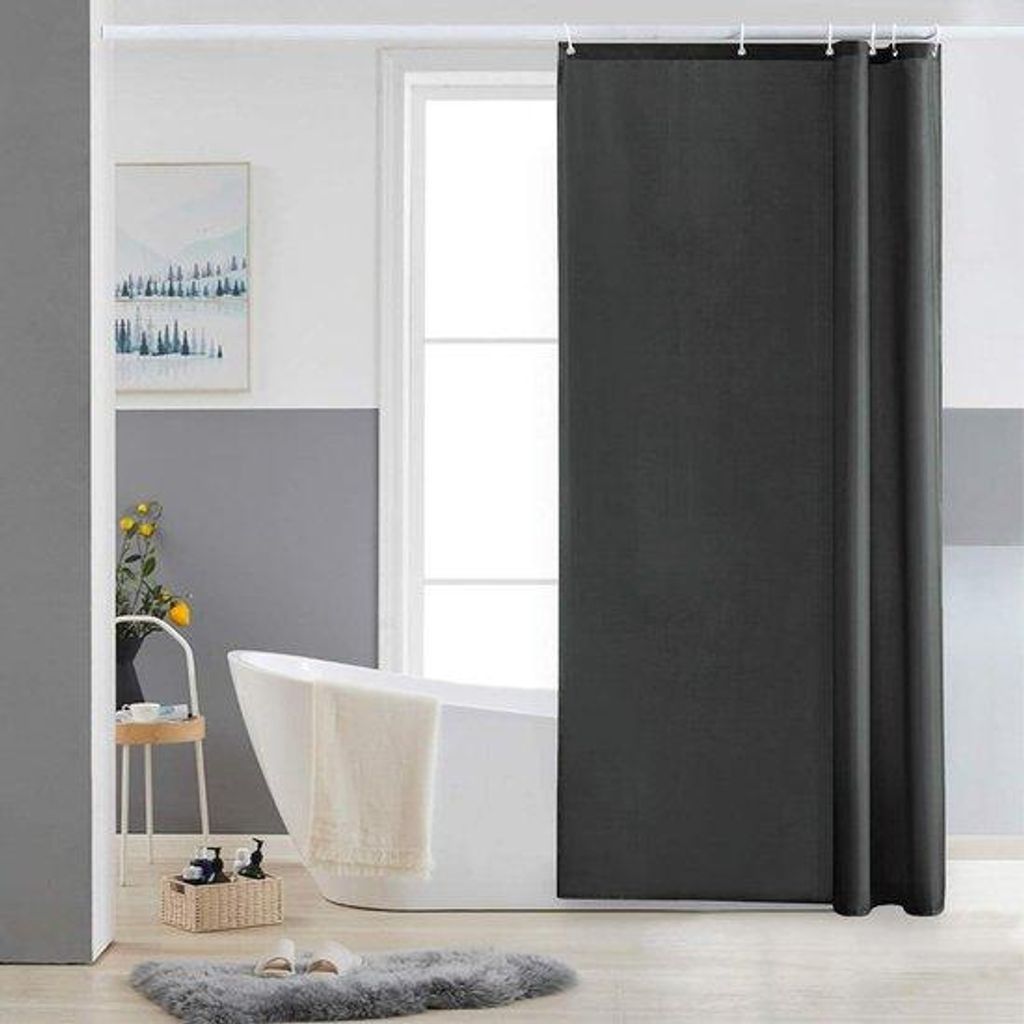 Kleines, schimmelbeständiges, wasserzeugnisses, textiles, dunkelgraues, 90x180 cm, polyester Badgordin für Ecke und kleines Badezimmer