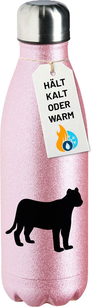 Huuraa Trinkflasche Panther Silhouette 500ml Pink Edelstahl Wasserflasche Trinkflasche Geschenkidee