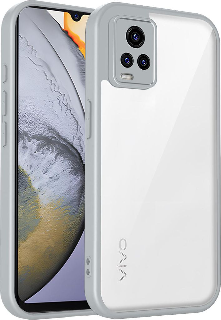 Hülle für Vivo V20 Transparente Rückseite TPU Bumper Stoßfest Handyhülle Grau