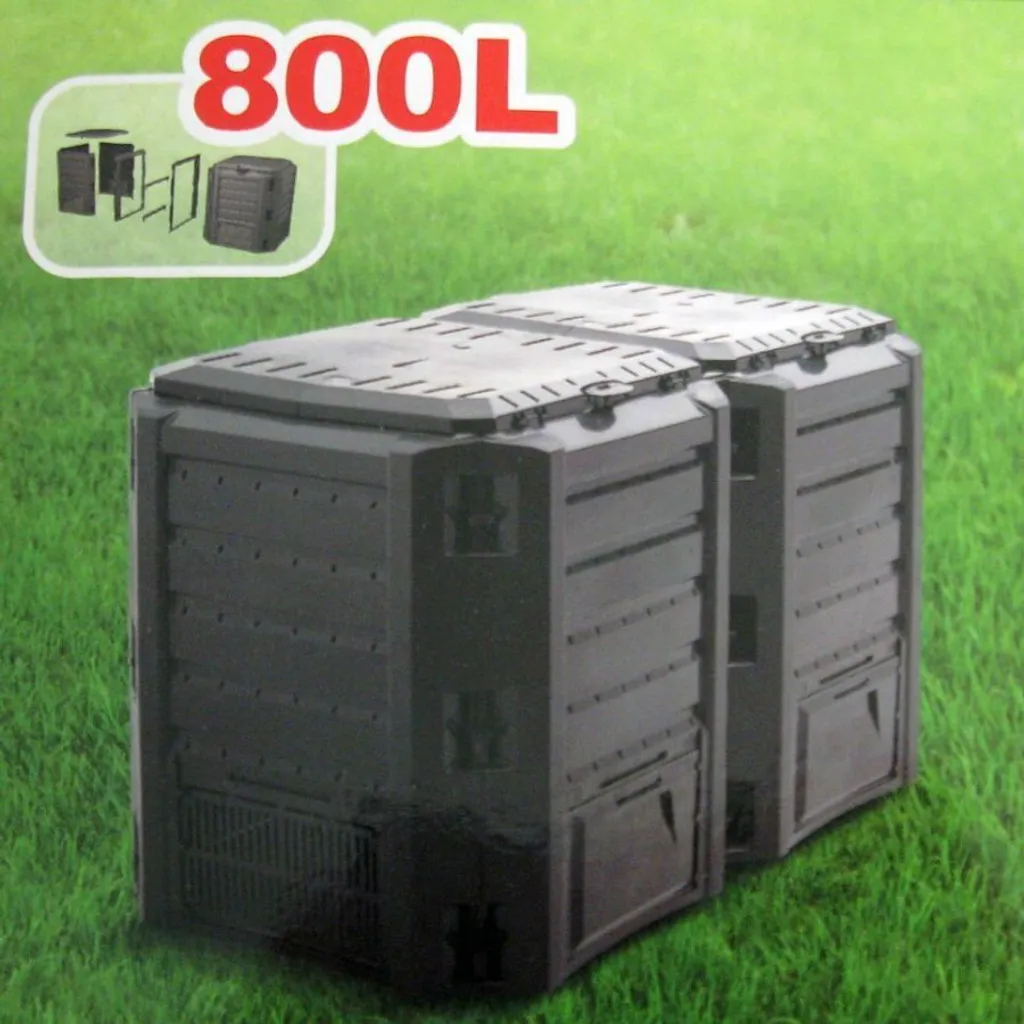Composteur 800l robuste noir MODULE COMPOGREEN IKSM800C haute capacité UV