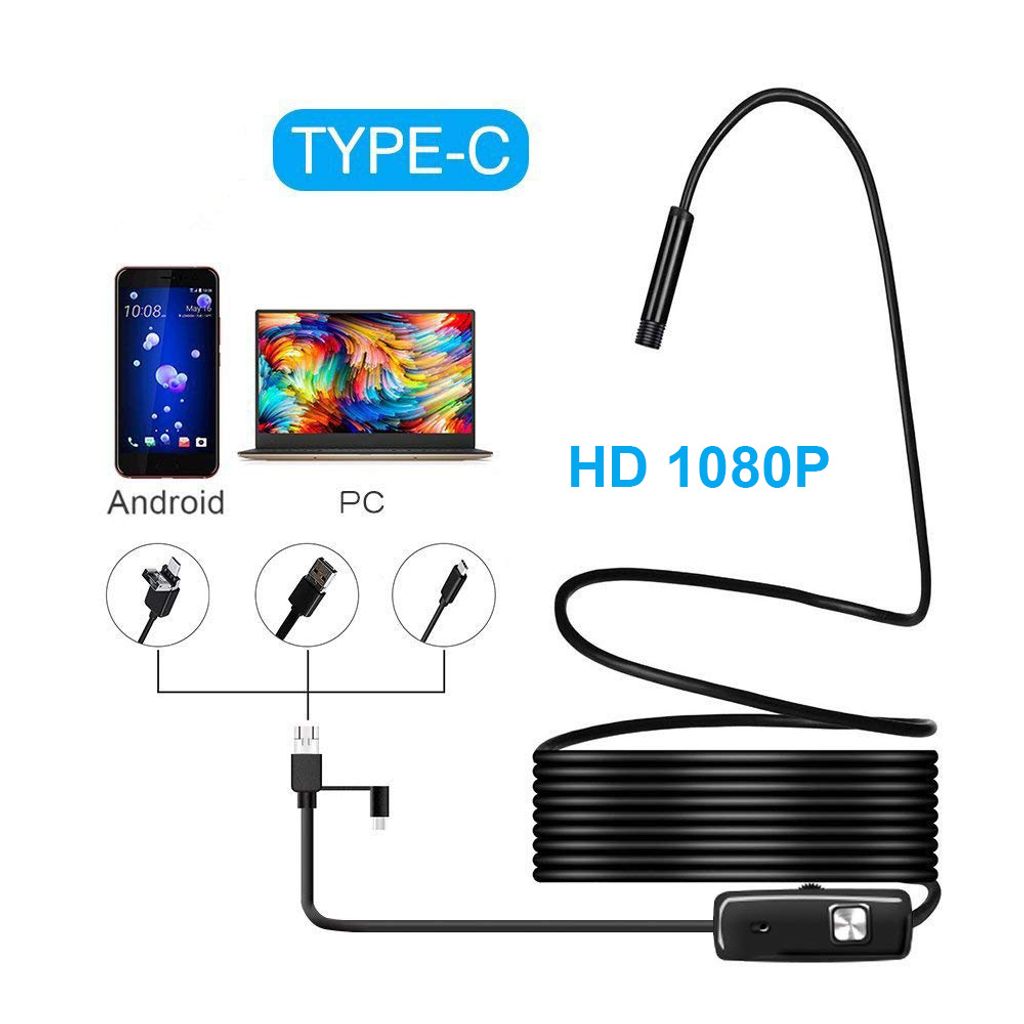 ANTCOOL 1m 3 in 1 USB Typ C Android Industrie Endoskop 1080P Ultra HD Pipeline Inspektion