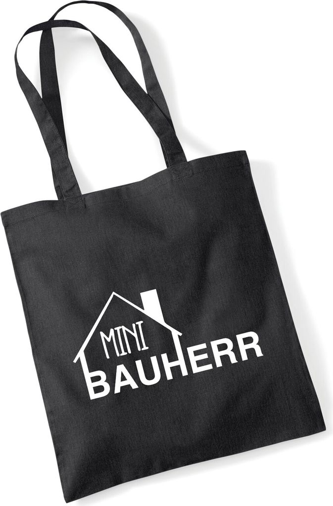Huuraa Jutebeutel Mini Bauherr 10 Liter Black Baumwolle Tasche Geschenkidee