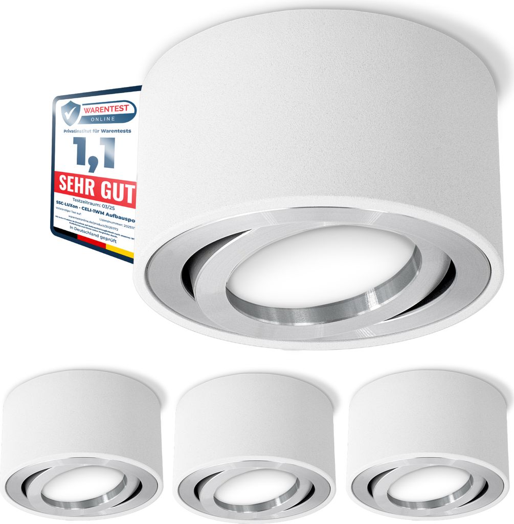 CELI-1W 4er Set LED Aufbauspot weiß rund - 4x Produktbild 