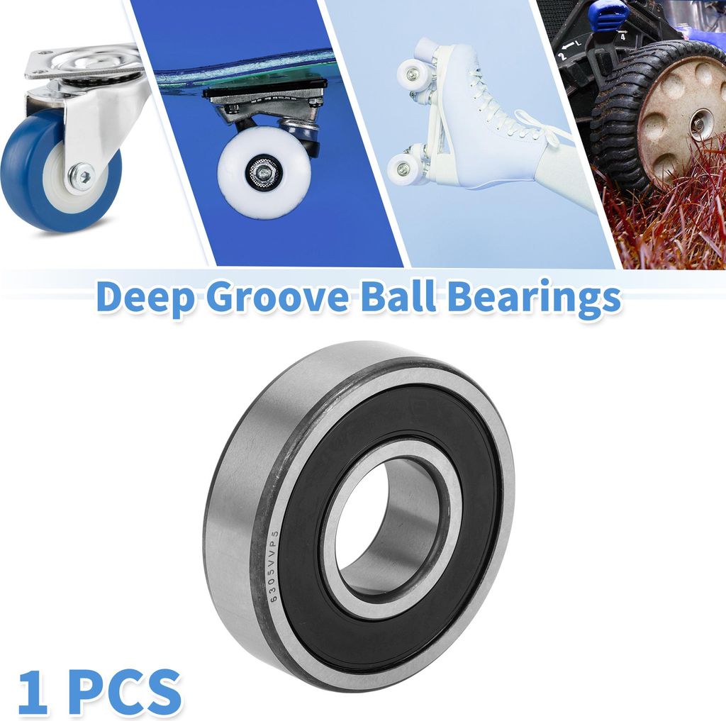 6305VV & Rillenkugellager P5 25x62x17mm Geschmierte Lager Doppelgummilippe Schwarz Silber Ton Roller Skateboard Rad