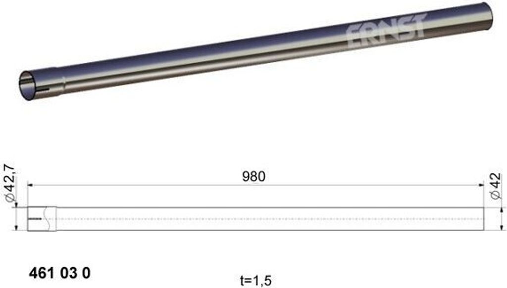 ERNST Auspuffrohr Universal Universal-Auspuffrohr 461030 42mm 980mm