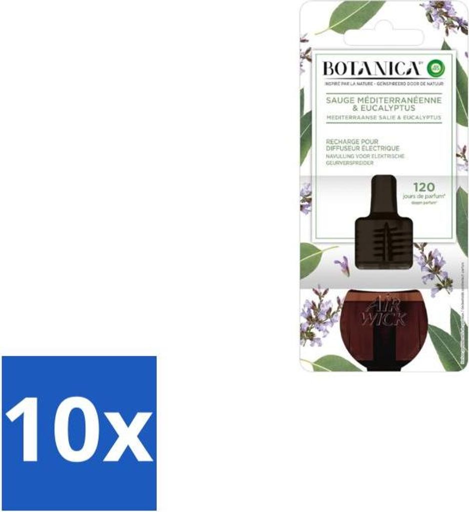 Air Wick – Nachfüllpackung – Botanica Mediterraner Salbei & Eukalyptus – 19 ml - Vorteilspack - 10 Stücke