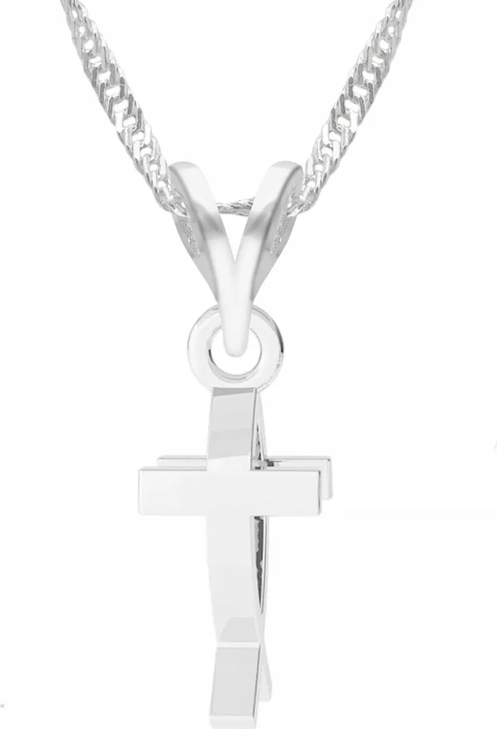Collana con croce d'argento fede di pesce con croce d'argento 925