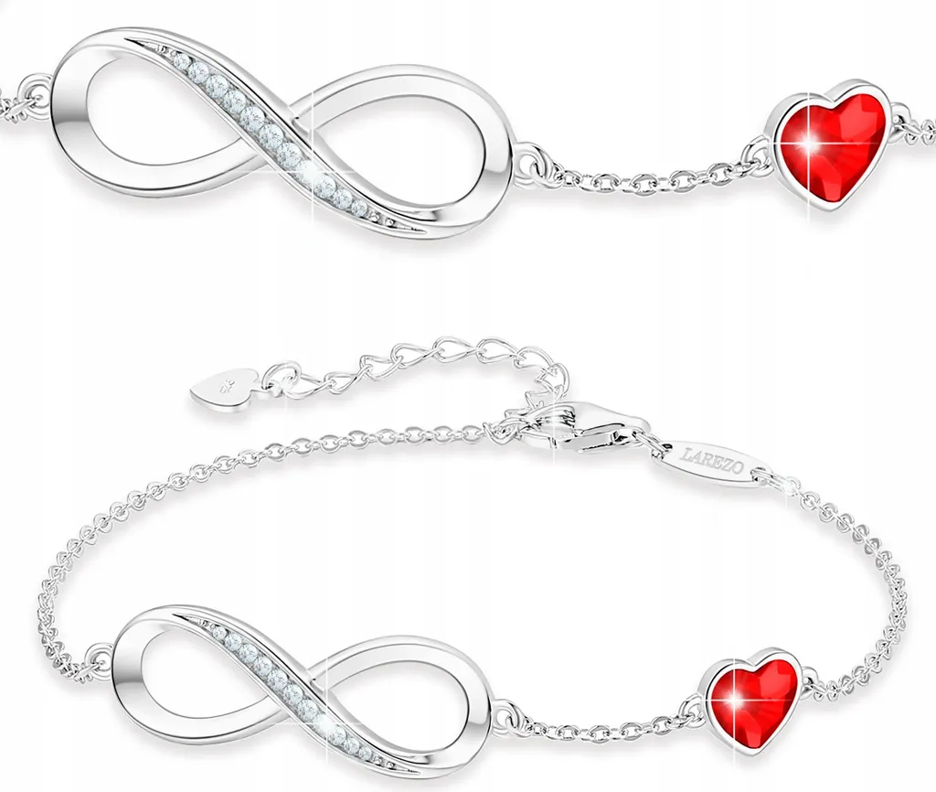 Bracciale Argento 925 Cuore Rubino e Zirconi - Alta Gioielleria Silver