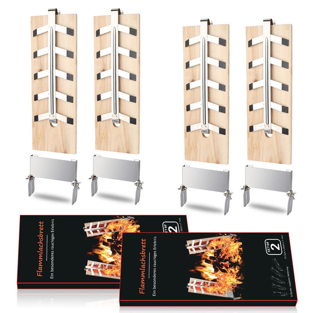 Set di 4 tavolette di legno rustiche in acciaio Immagine del prodotto 