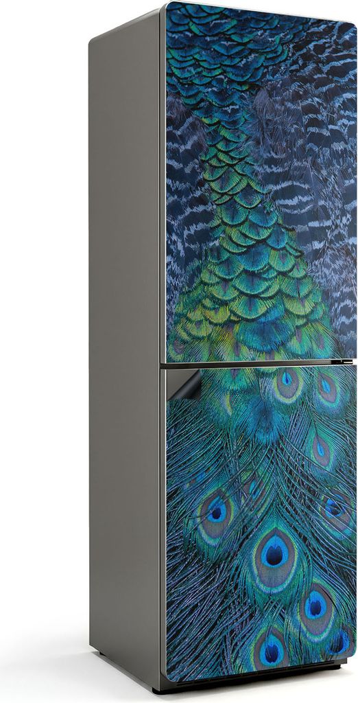 Pfauenfedern im Detail – Magnetische Kühlschrank Abdeckung – Dekorfolie magnetisch Küche – Kühlschrank Magnet Deko – selbstklebende Magn...