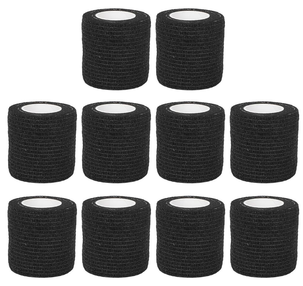 10 Stücke Selbstklebende Bandage Wrap Multifunktions Einweg Stoßfest Anti Slip Tattoo Griff StrapSchwarz