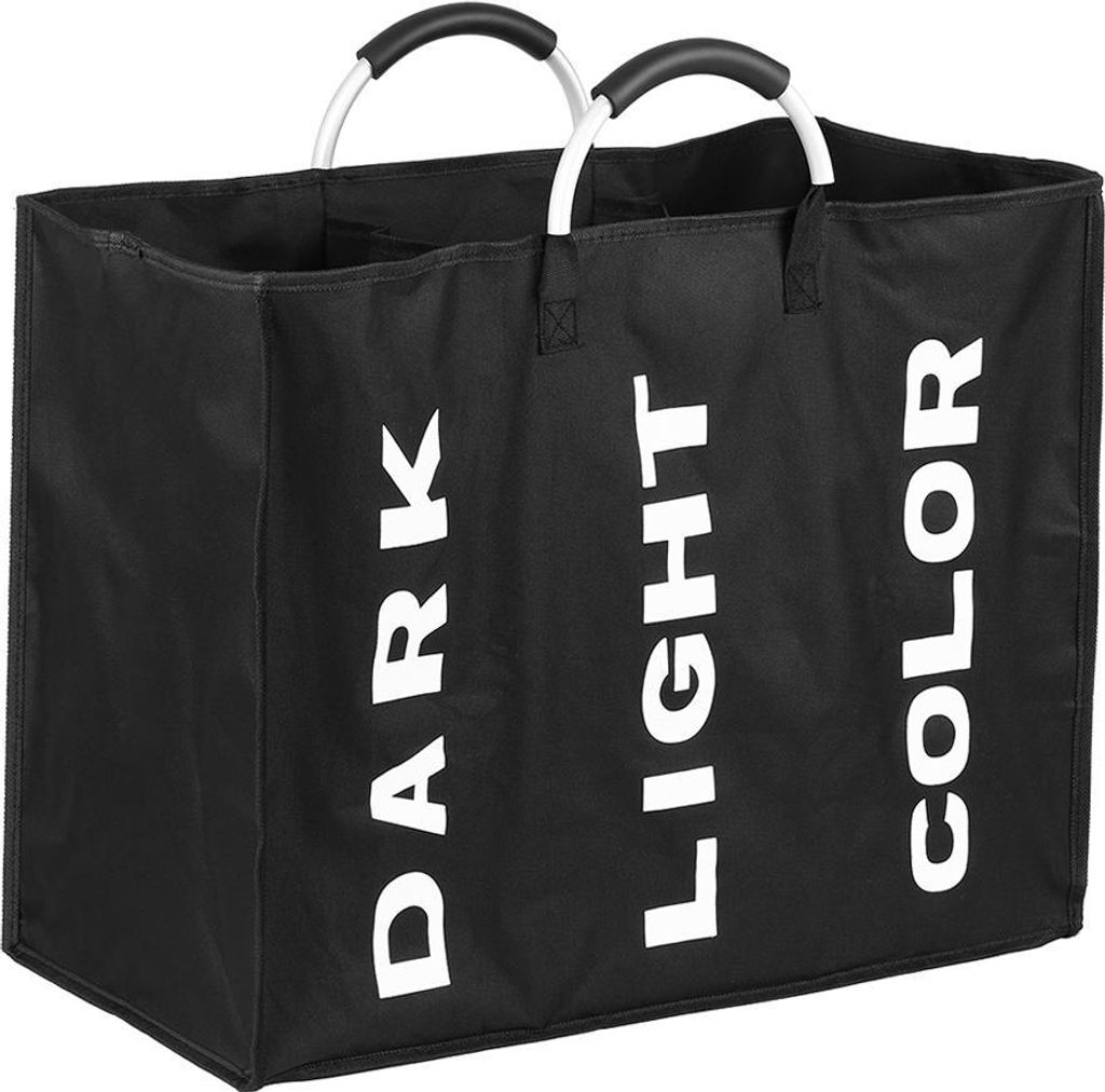 Zusammenklappbarer Wäschesack mit 3 Fächern Faltbarer Wäschekorb Langlebiger Oxford Stoff Wäschekorb Wäschesortierer Tragbare Multifunktions-A...