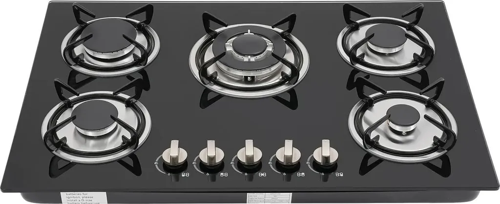 Table de cuisson à gaz encastrable 5 brûleurs avec allumage électrique