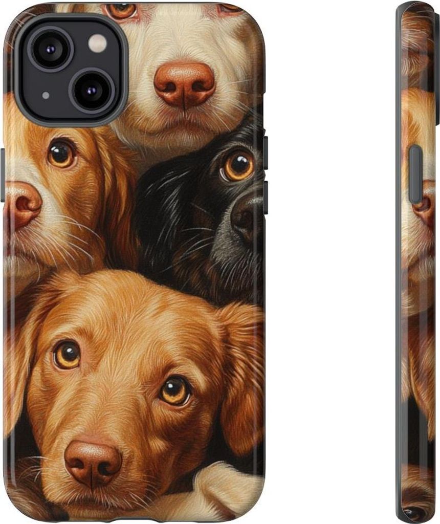 Bunte Hundegesichter im Buntstiftstil – Hülle Kompatibel mit iPhone 14 Plus