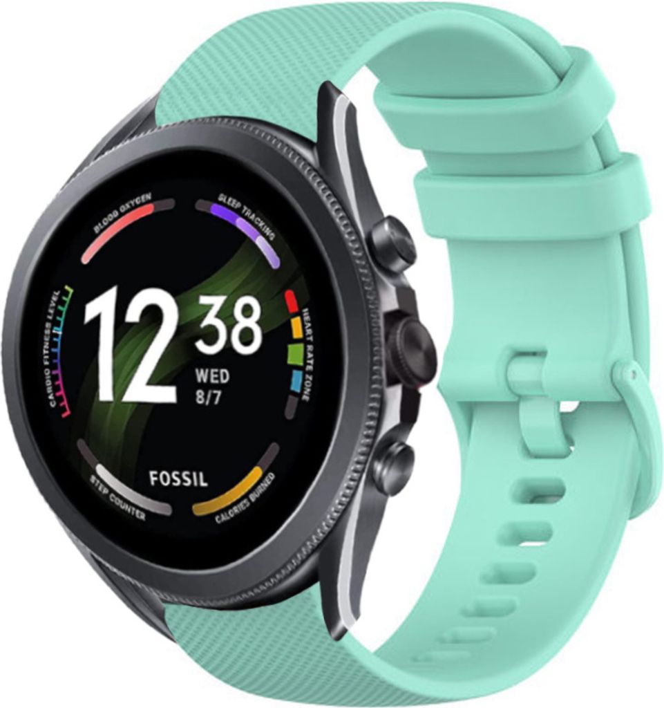 Strap-it Fossil Gen 6 44mm Luxus-Silikonarmband (Aqua)